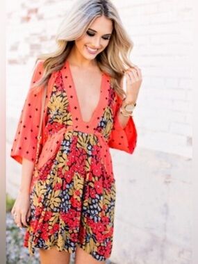 Free People Floral Sleeve Dress